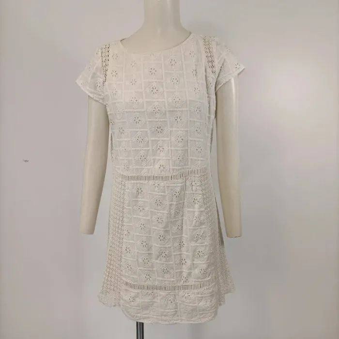 Robe blanche Broderie Anglaise - Zara Trafaluc 100% Coton doublure Viscose - A204