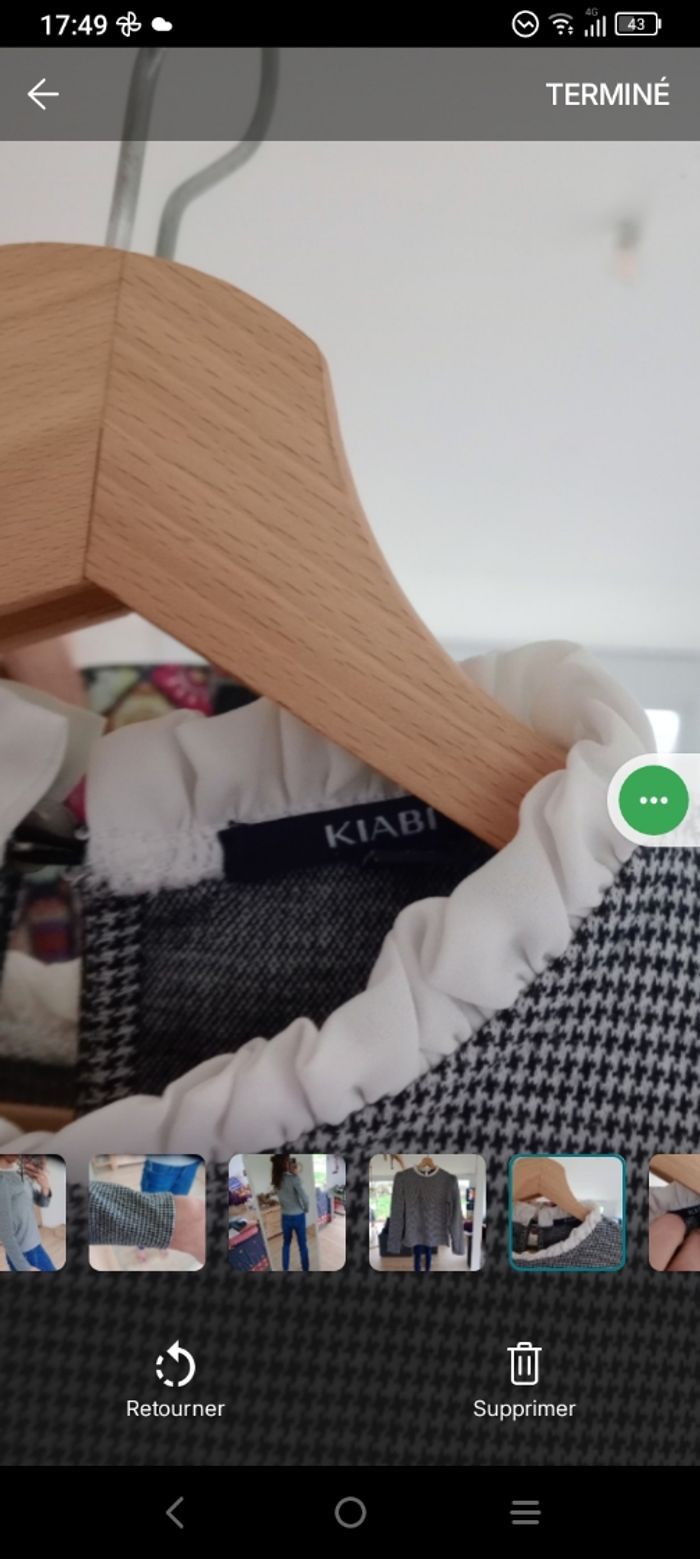 Aux femmes XS motif pied de poule col volanté c79 - photo numéro 6