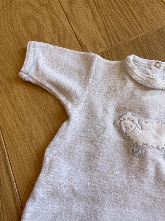 Pyjama naissance mixte chaud petit bateau bleu et blanc rayé mouton - photo numéro 3