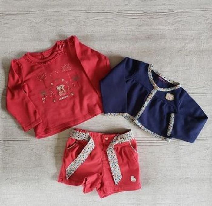 Ensemble sergent major 12 mois rose et bleu marine - photo numéro 1