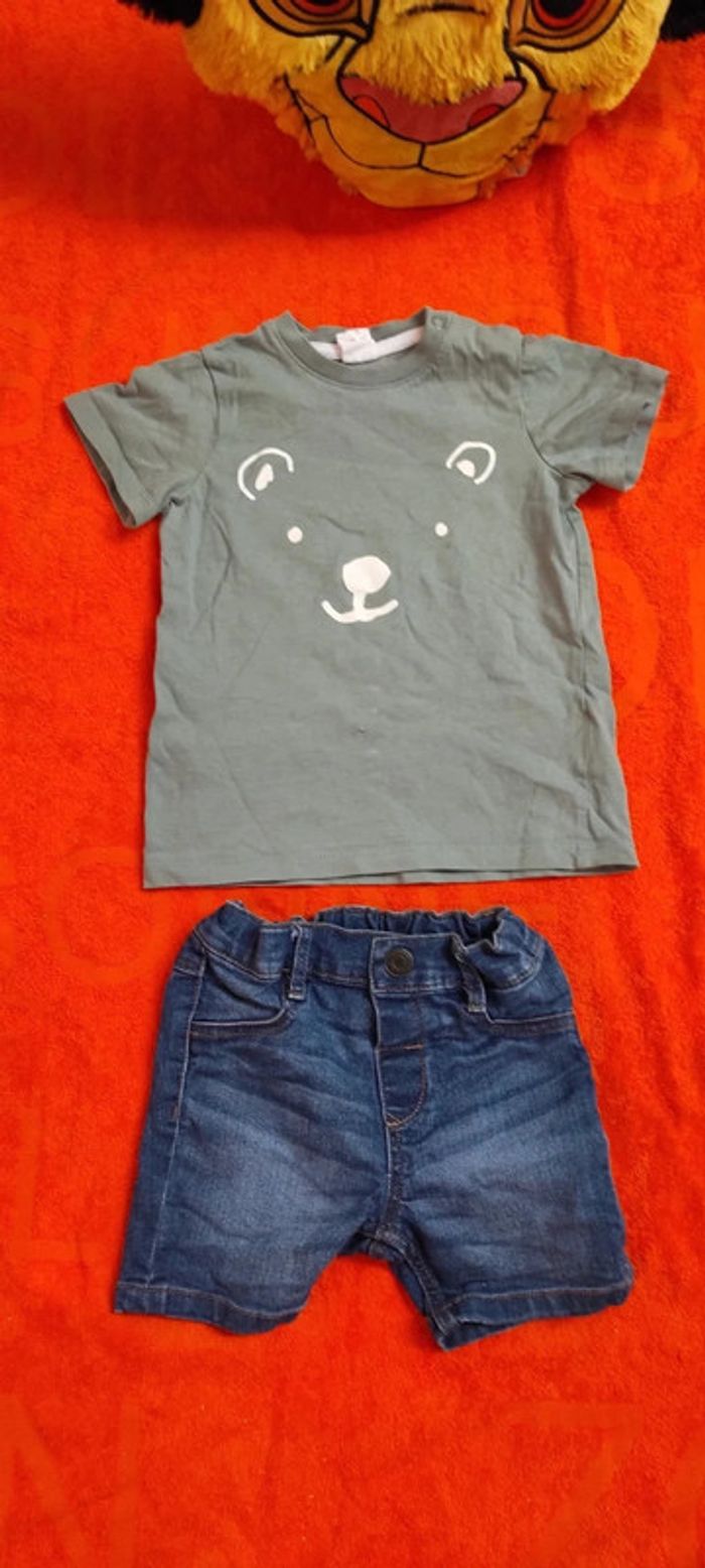 Short en jean et tee-shirt H&M 12-18 mois 86 cm