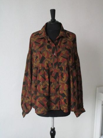 Chemise noire imprimé moutarde/kaki/rouille Agathe & Louise 40 NEUVE