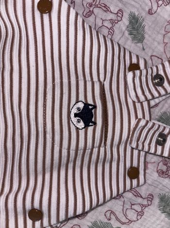 👶 Salopette bébé rayée – marron & blanc