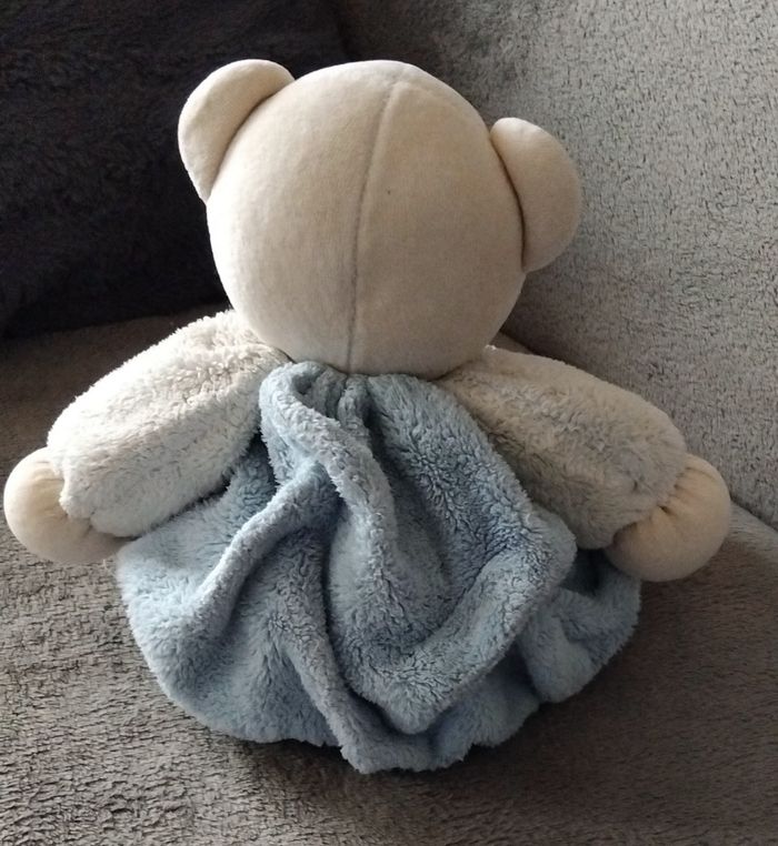 Doudou peluche ours boule kaloo  bleu et beige - photo numéro 2