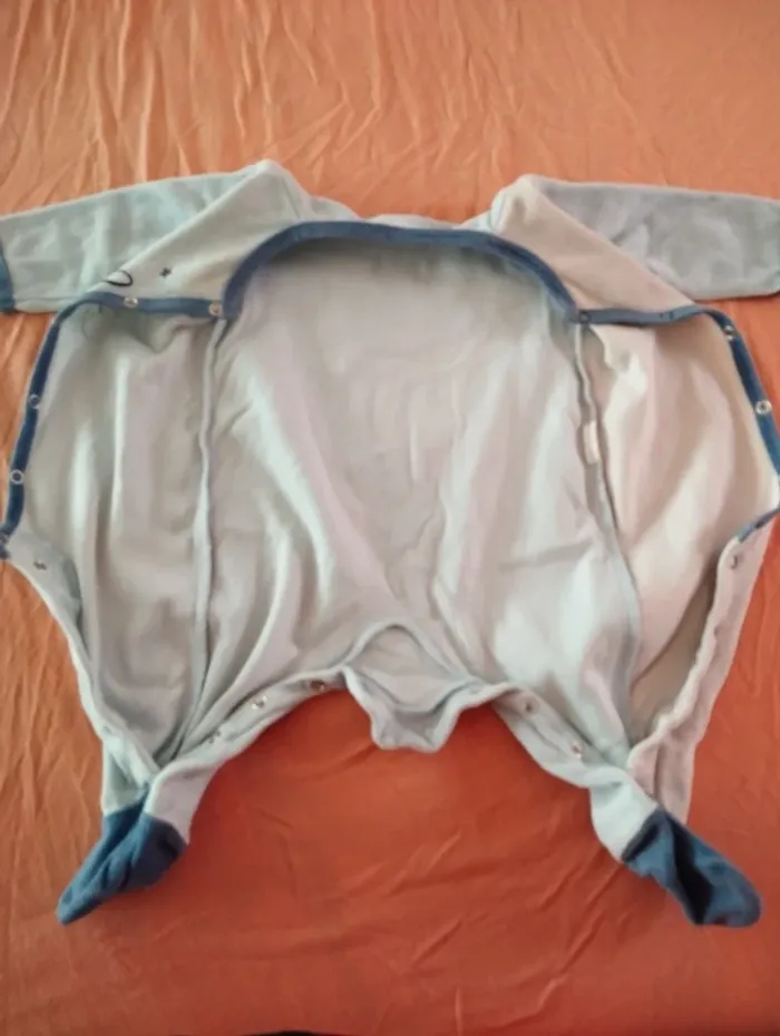 * Pyjama chaud bicolor motifs lapin étoiles T6M Sucre d'orge - photo numéro 3
