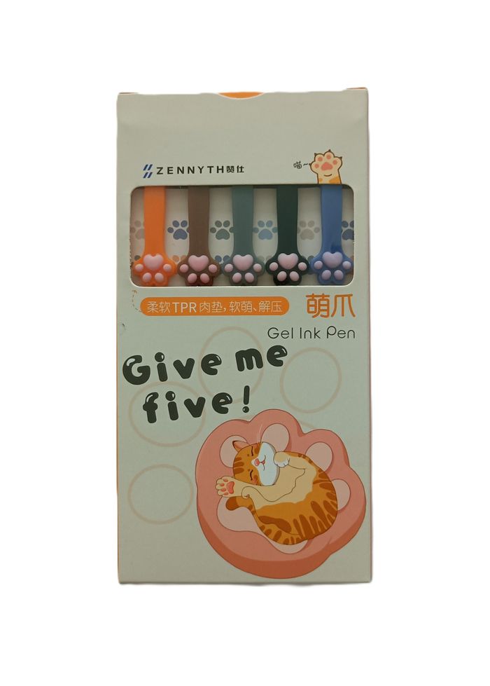 Lot de 5 stylos bille pattes de chat. Encre noire. - photo numéro 7