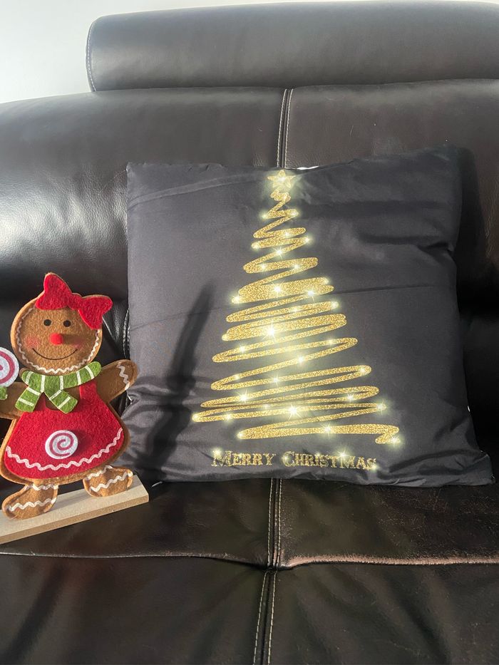 Housse de coussin / taie d’oreiller sapin de noël scintillant (merry Christmas)
