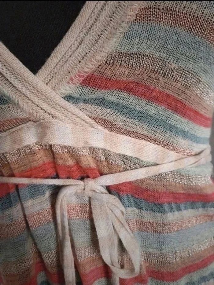 Top Kookaï sans manche rayé multicolore taille 36 - photo numéro 3