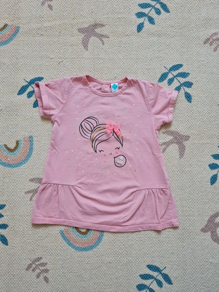 T shirt visage 18 mois rose miam