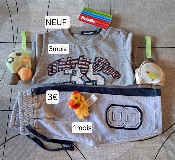 Ensemble Tee-shirt et pantalon jogging NEUFS  garçon  1 / 3 mois