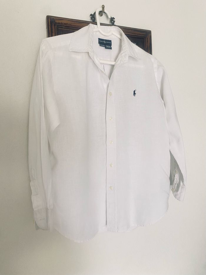 Chemise blanc lin Ralph Lauren 12/14 ans - photo numéro 2