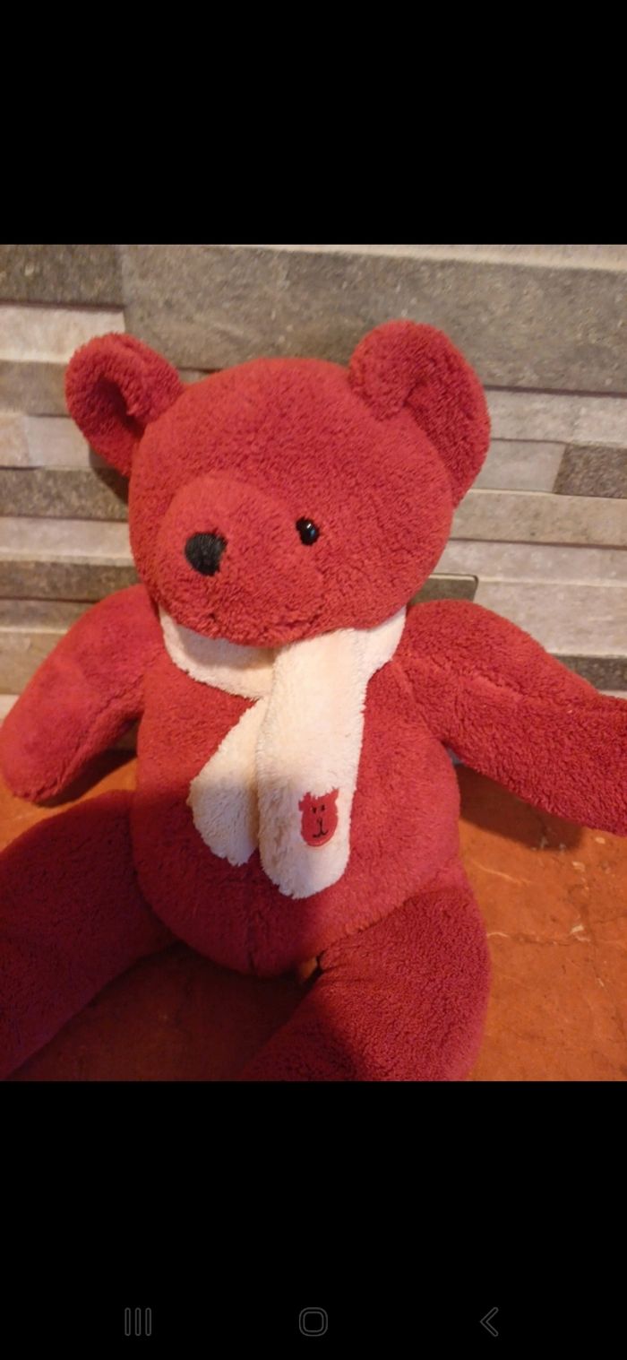 Peluche ours bordeaux - photo numéro 2