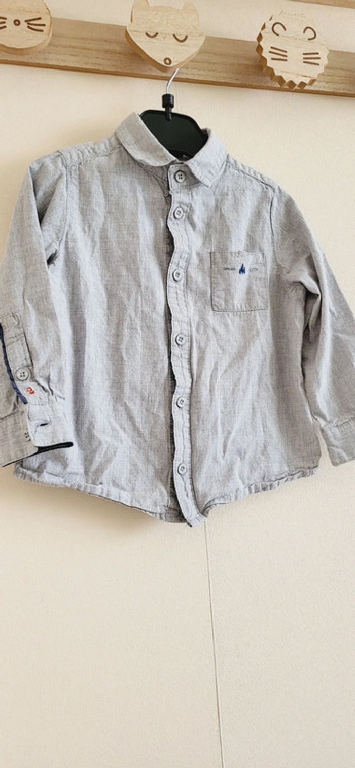 Chemise manches longues grise okaidi 3 ans - photo numéro 2