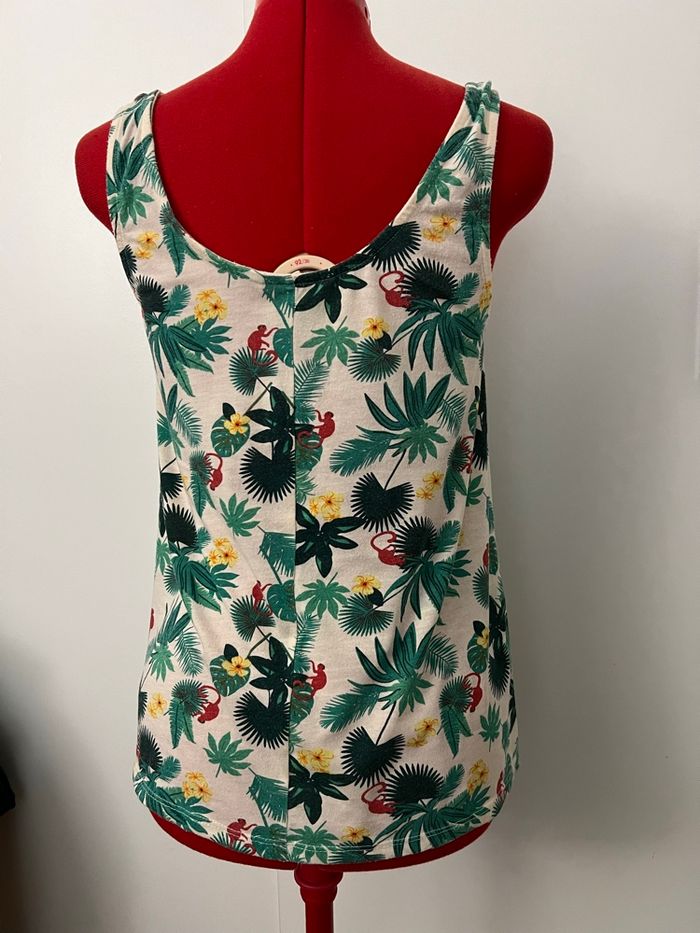 Débardeur imprimé tropical blanc et vert Camaïeu - photo numéro 5