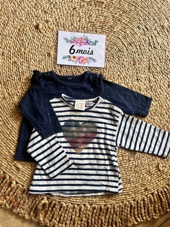 Lot teeshirt coton manches longues 6 mois