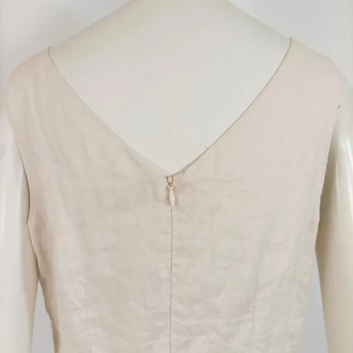 Robe évasée en lin bicolore crème et noire 1.2.3 Paris - Taille 38 - A656 - photo numéro 7