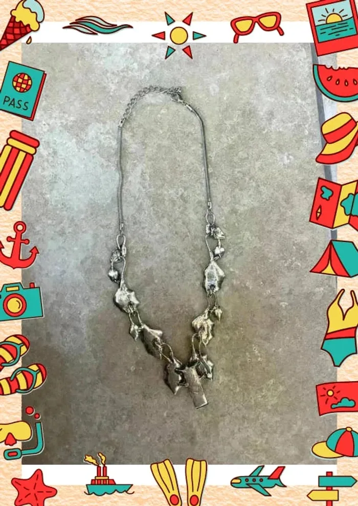 Collier imposant bleu argenté - photo numéro 4