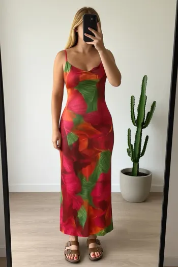 Robe longue près du corps colorée taille 36