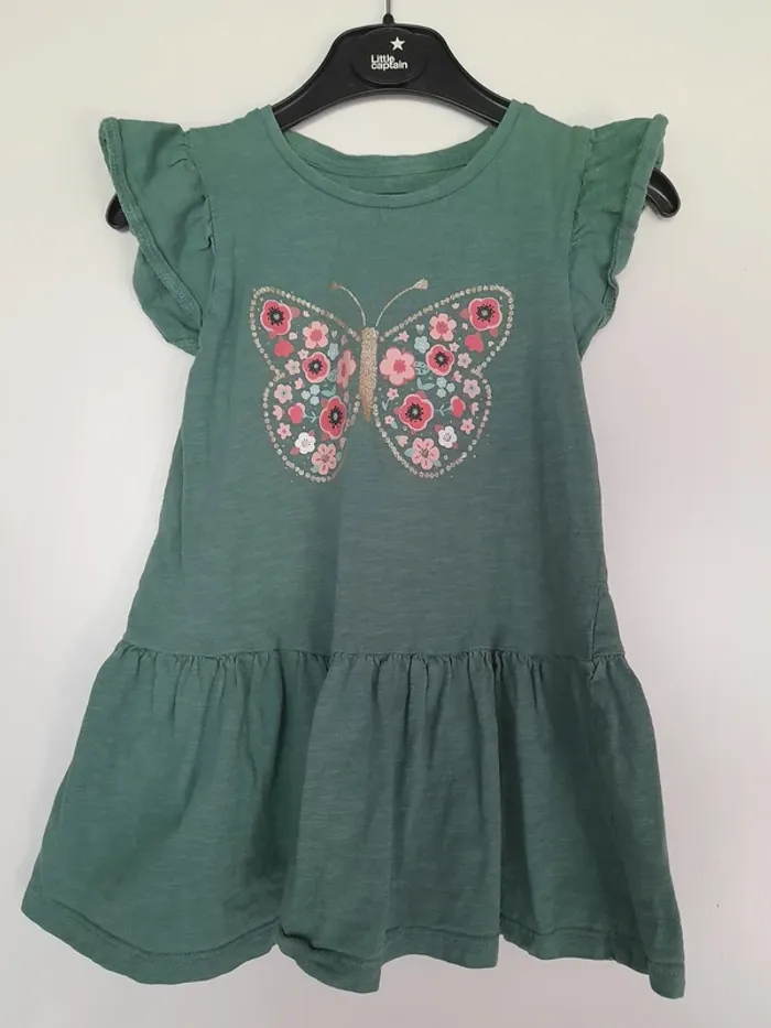 Robe verte papillon C&A 4 ans