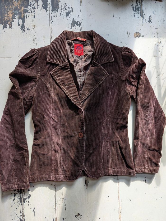 Veste blazer en velours côtelé marron – Only Jeans (L) - photo numéro 4