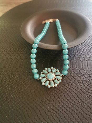 Raz de cou style cowboy country turquoise