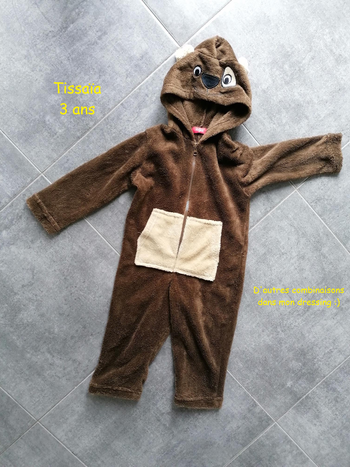 Pyjama tout doux combinaison 3 ans tissaia ours