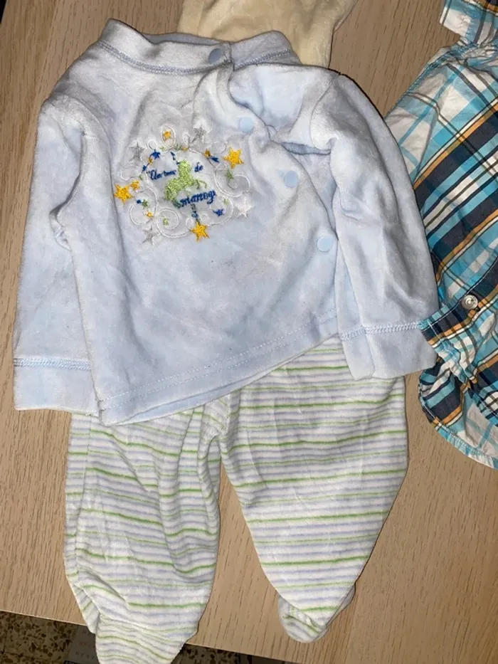 Bébé pyjama garçon chemise 6 mois carreaux bleu jaune - photo numéro 2