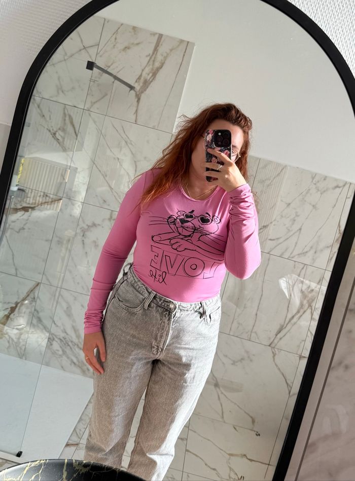 T-shirt long panthère rose - photo numéro 2