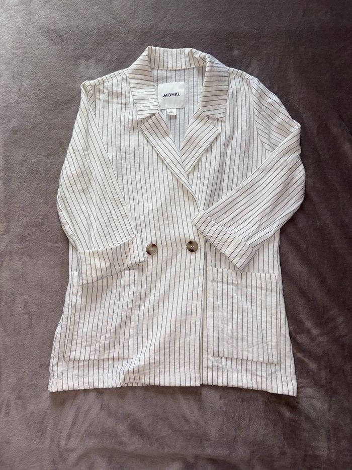 Blazer long Monki taille XS blanc en très bon état - photo numéro 3