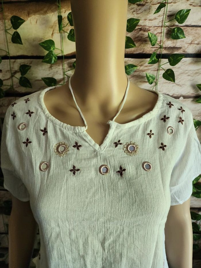 🌸T-shirt MC Blanc Kamksha Taille 36🌸 - photo numéro 2