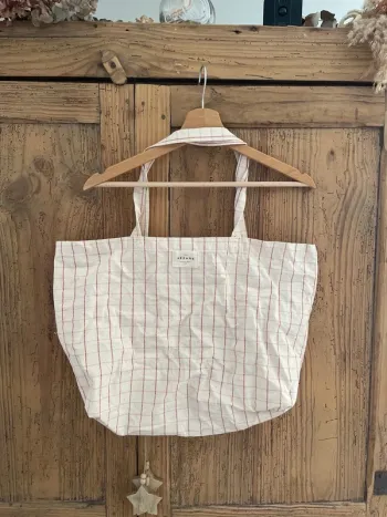 Tote bag carreaux Sezane
