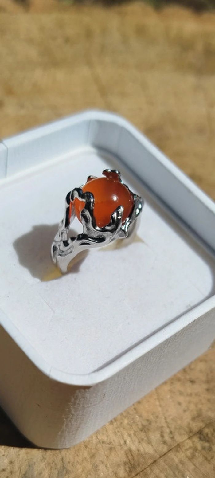 Bague Mystique Nature en Argent S925 🧡 Agate Mousse AAA