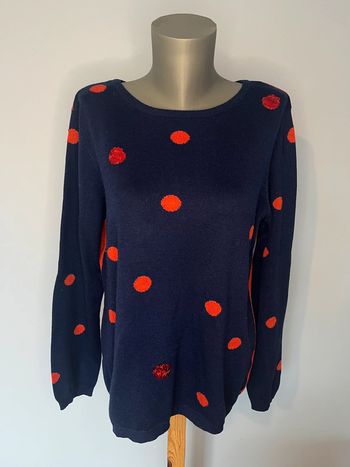 Pull Bleu à Pois Rouges Julie Guerlande – Taille XL 💙🔴