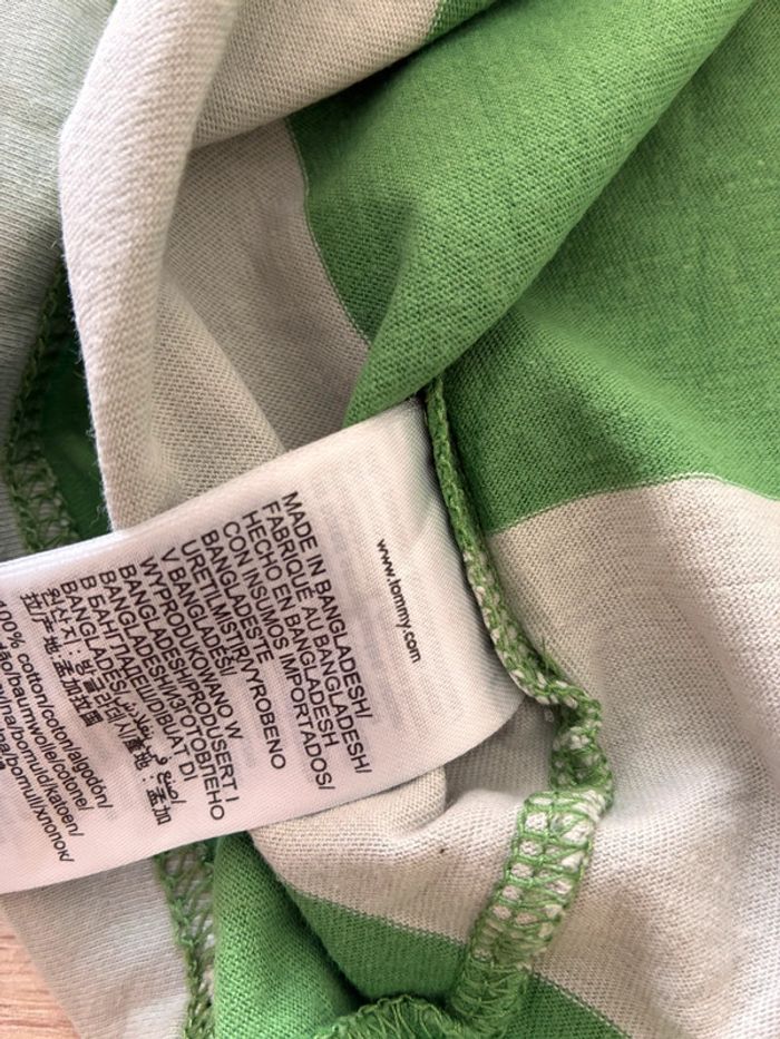 T-shirt Tommy Hilfiger rayé vert et gris, taille M, homme - photo numéro 5
