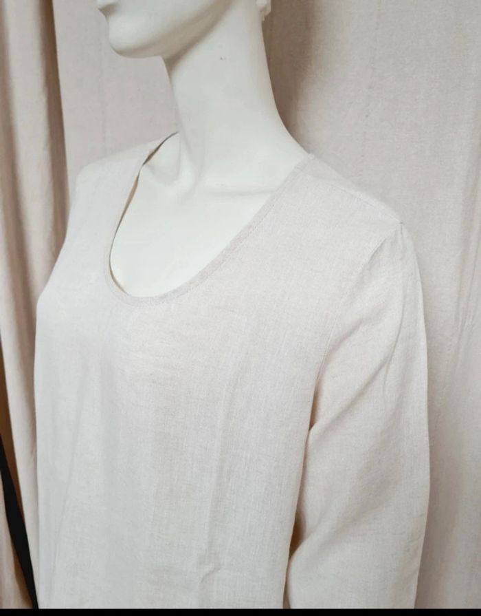Haut beige en lin TU neuf - photo numéro 3
