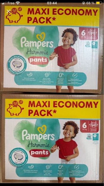 Couches Pampers, harmonie pente, T.6