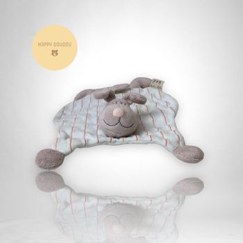 Doudou plat Chien rayures beige orange Top trio Premaman DP211