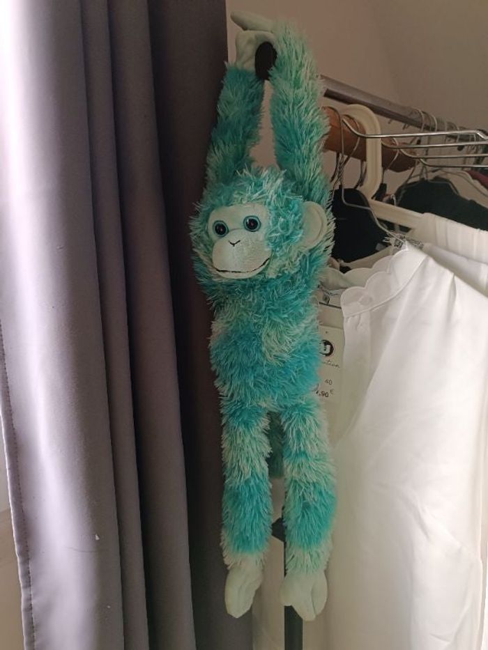 Peluche Singe bleu turquoise