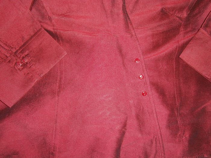 Chemisier en soie rouge manches 3/4 CAMAIEU Taille 44 - photo numéro 8