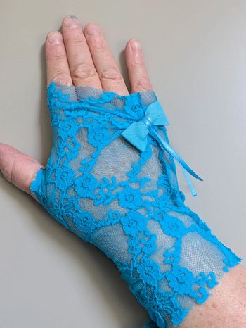 Mitaines dentelle mariage bleu turquoise