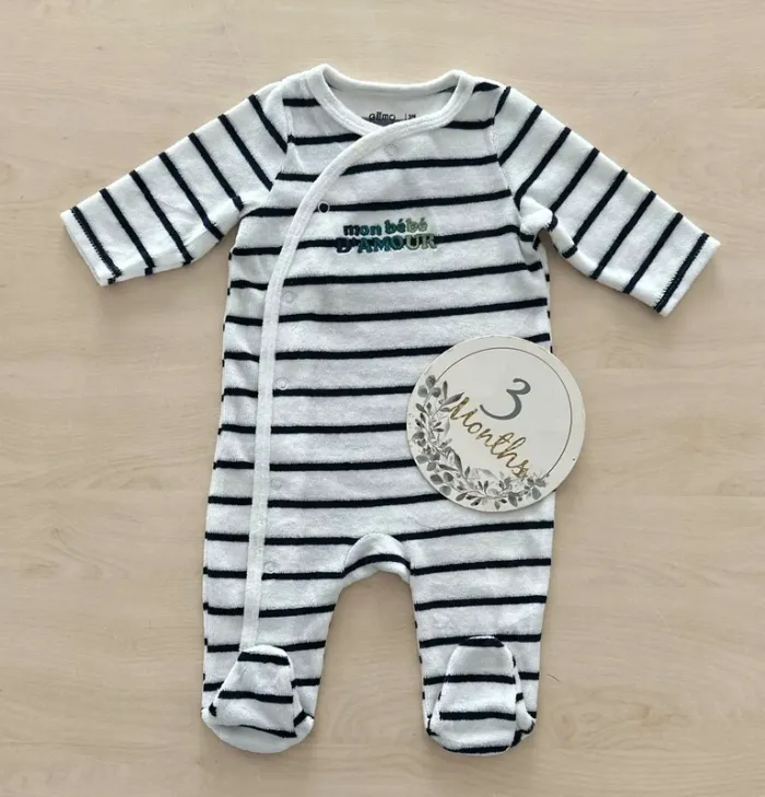 Pyjama Kiabi mon bébé d'amour 3 mois 56-62 cm - photo numéro 2