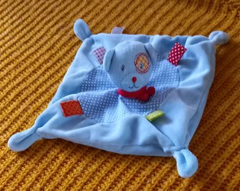 Doudou carré plat bleu - chien - Nicotoy