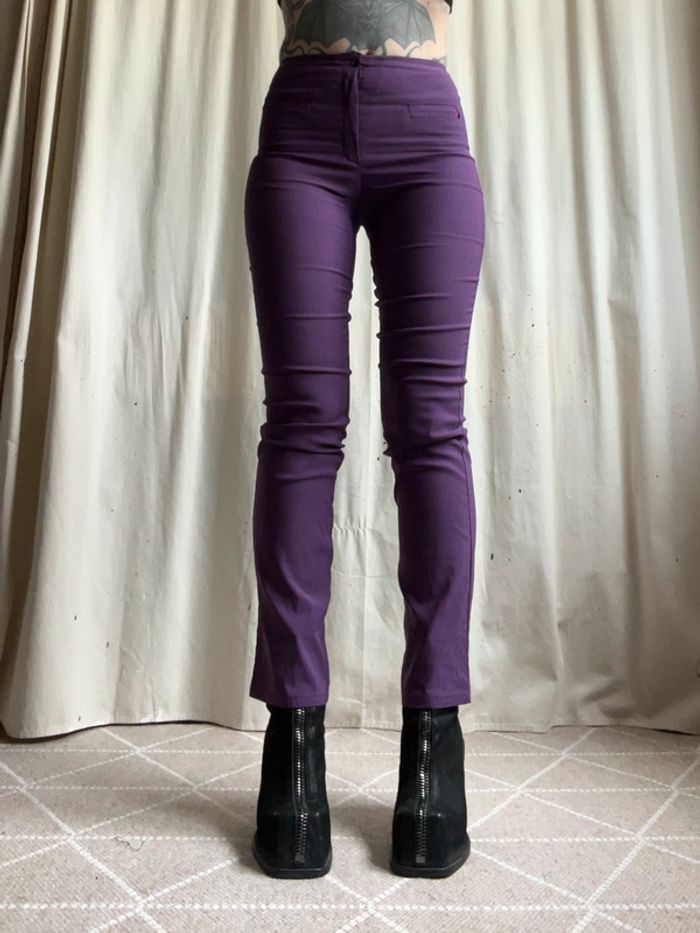 Pantalon moulant violet Officecore vintage made in France Whmisical - Taille S/M - photo numéro 2