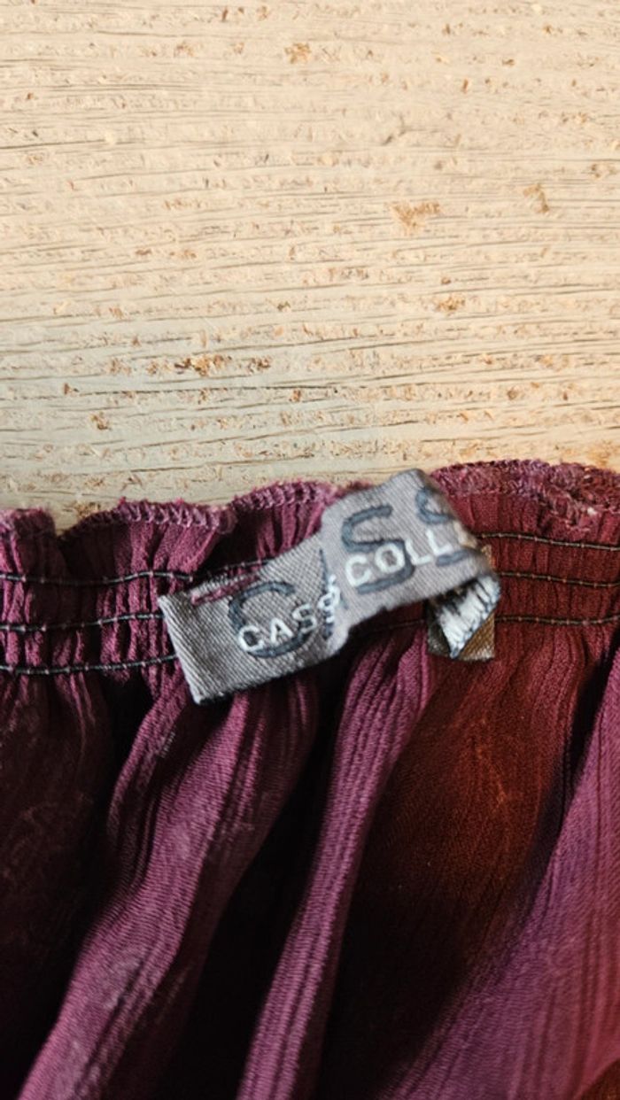 Robe d été en toile doublé mauve à manches courtes, Cassis, taille 38, neuve - photo numéro 9