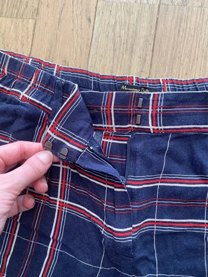 Pantalon fin bleu marine à carreaux Massimo Dutti taille 36 - photo numéro 3
