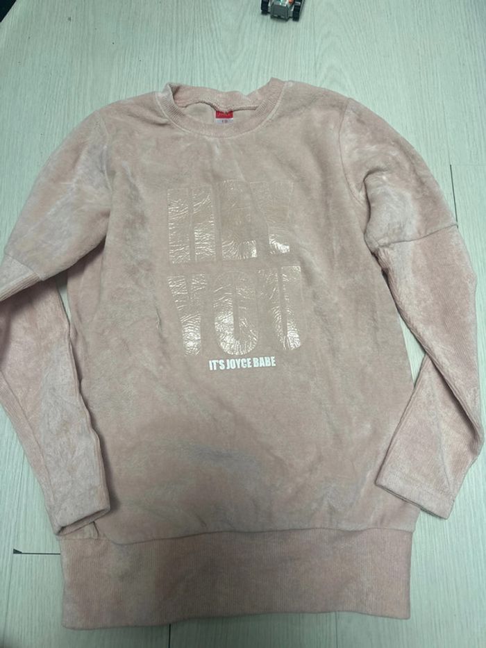 Sweat en velours, rose, pâle, Joyce, 10 ans