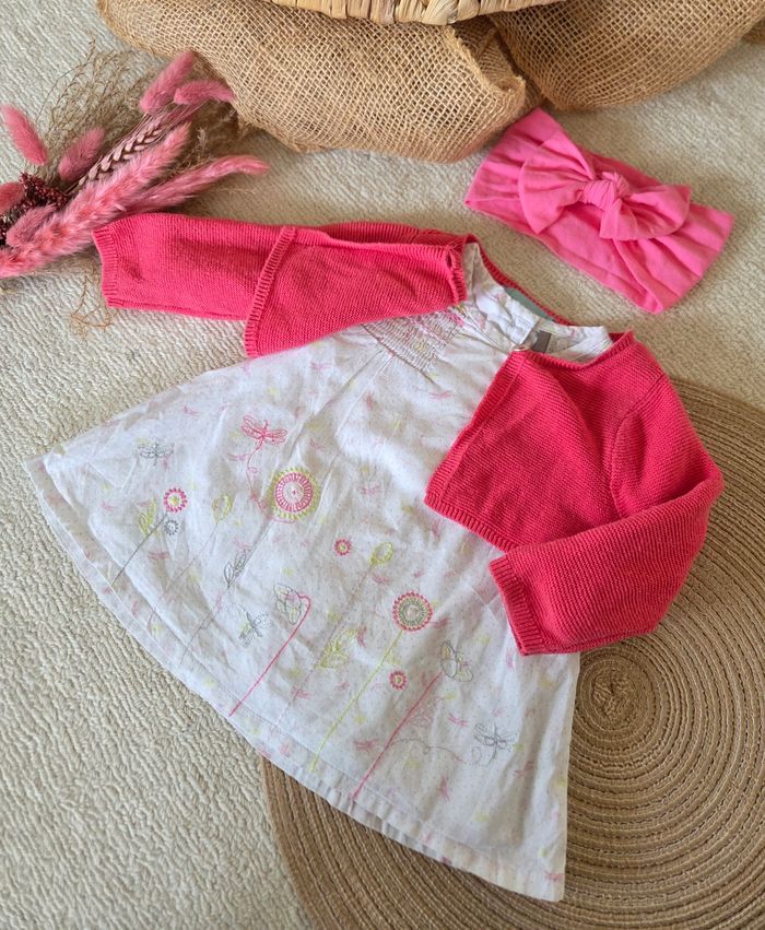 Ensemble rose & blanc (gilet, robe et bandeau) - photo numéro 3