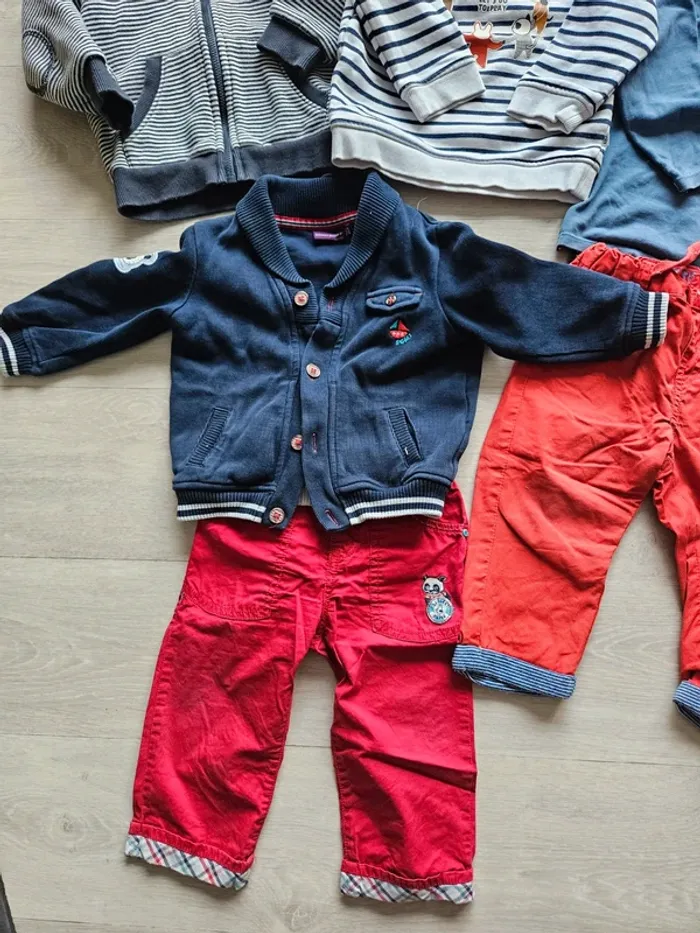 Lot 8 pièces 18 mois 80 cm pantalon gilet pull t shirt sergent major obaibi automne/ hiver - photo numéro 2