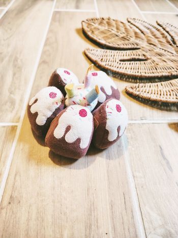 🎂Jeu d'imitation - Dinette gâteau d'anniversaire à scratch en tissu-peluche