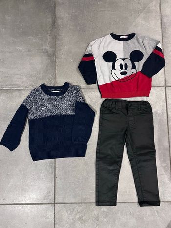 Lot garçon 3 ans jean pull en maille et pull Mickey orchestra